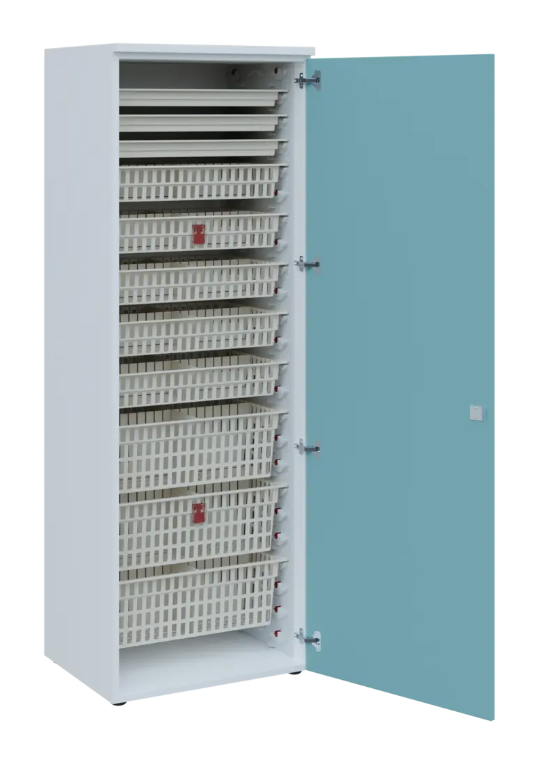 EUROMEDICA D - 66 ABS skříň léková boxová, 1-dveřová, pravá, 1950x660x535, korpus bílý, dvířka obloh